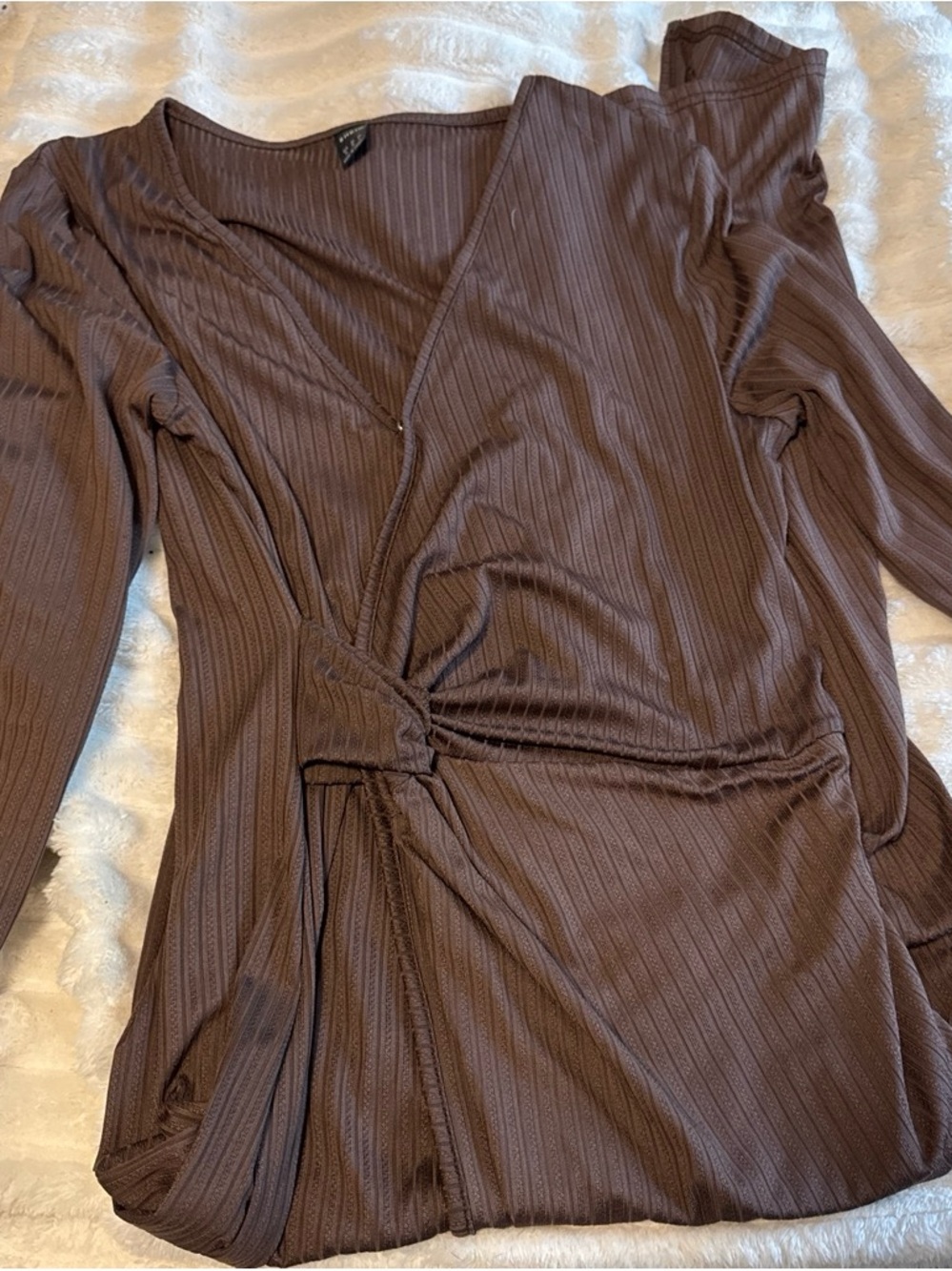 Brown Ribbed Wrap dress M
